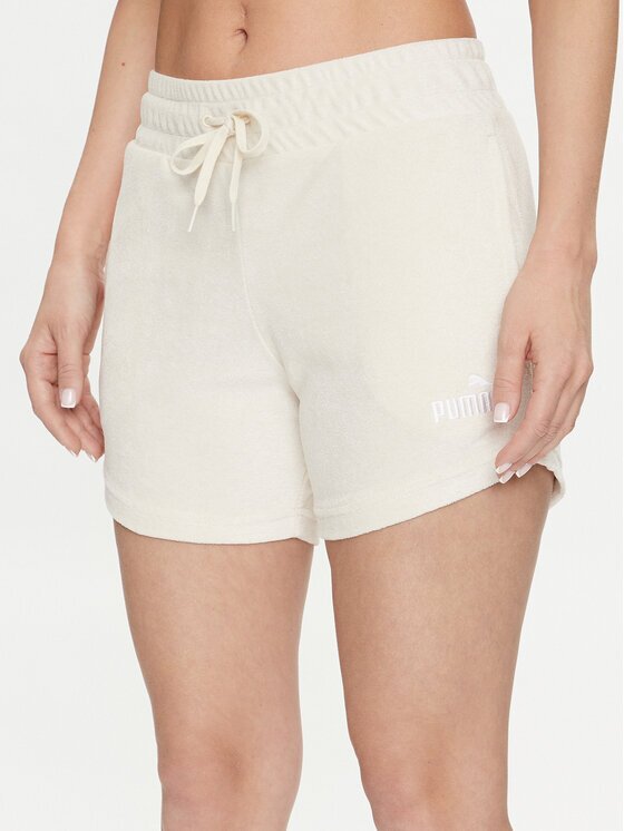 Puma Pantaloni scurți sport Ess Elevated 677946 Écru Regular Fit