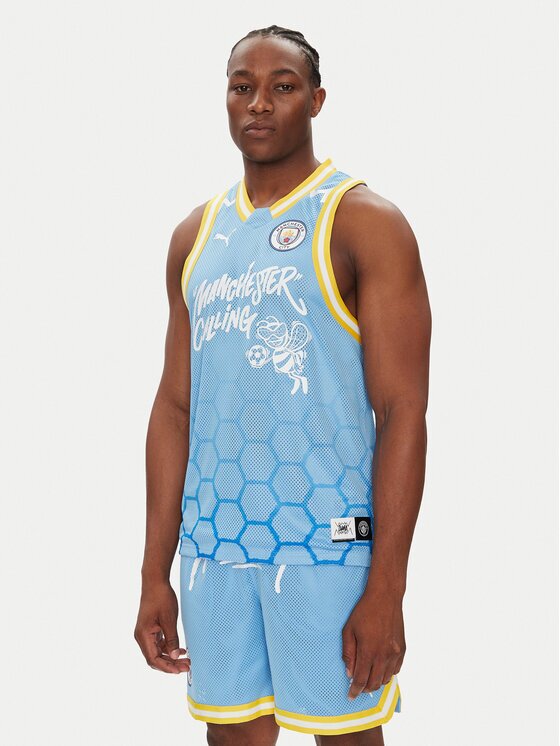 Puma Tank top Hoops Manchester City 631693 Albastru celest Regular Fit