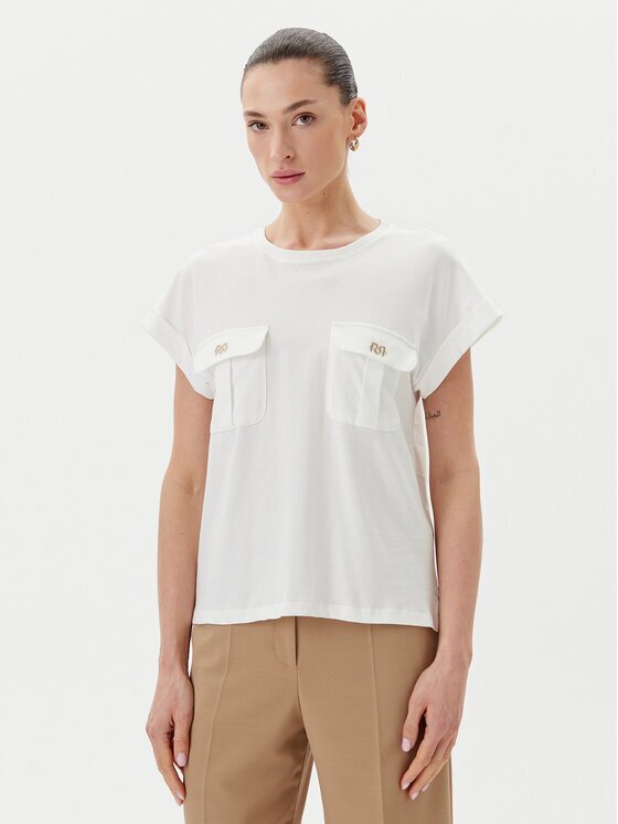 Rinascimento Bluză CFC0122690003 Écru Regular Fit