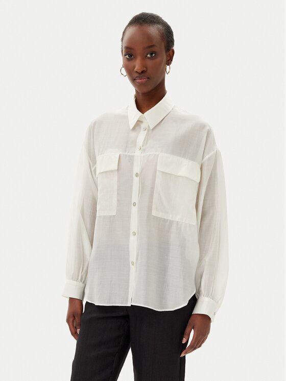 Rinascimento Cămașă CFC0123656003 Écru Relaxed Fit
