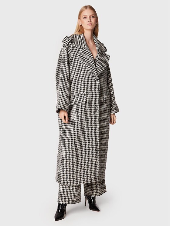 ROTATE Palton de lână Sparkly Houndstooth RT1904 Oversize