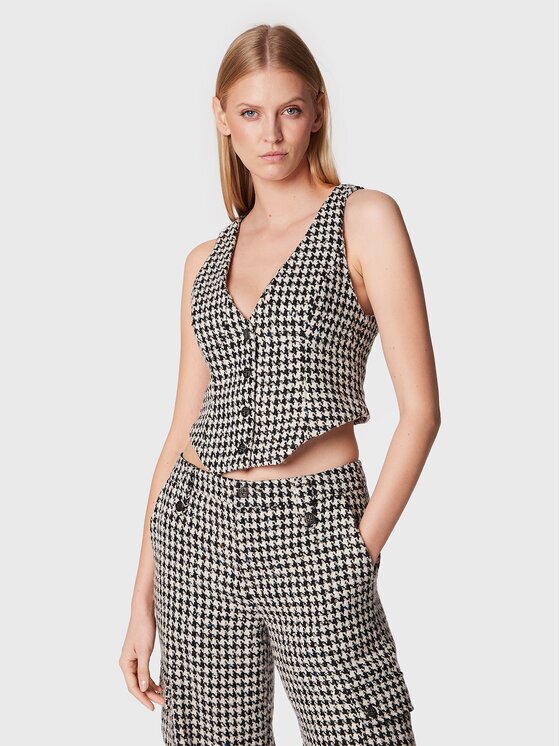 ROTATE Vestă elegantă Sparkly Houndstooth RT1903 Slim Fit