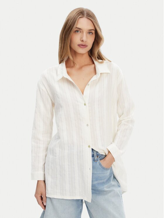 Roxy Cămașă ERJX603447 Écru Relaxed Fit
