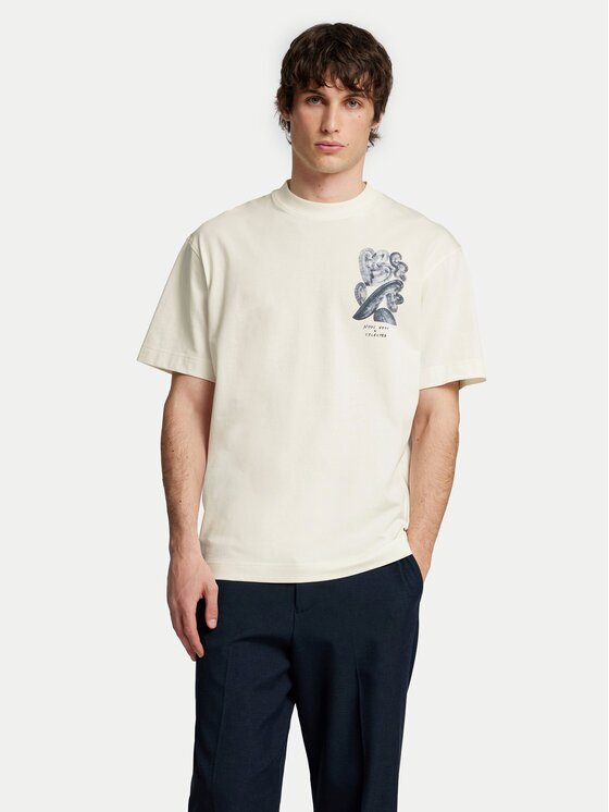 Selected Homme Tricou Will 16097225 Écru Relaxed Fit