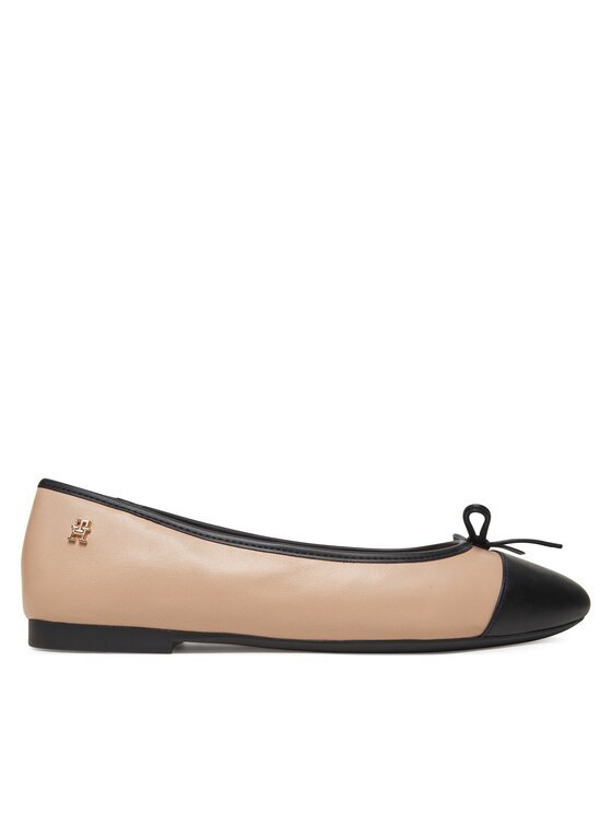 Tommy Hilfiger Balerini Toe Cap Leather Ballerina FW0FW08759 Écru