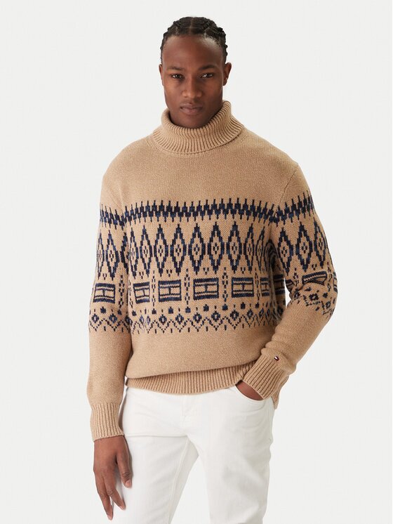 Tommy Hilfiger Bluză cu gât Fairisle MW0MW40843 Regular Fit