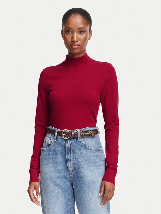 Tommy Hilfiger Bluză cu gât WW0WW51383 Roșu Regular Fit