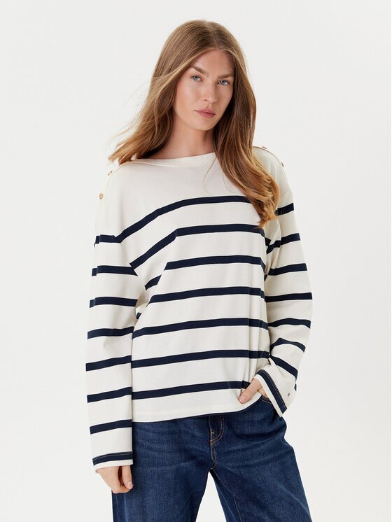 Tommy Hilfiger Bluză Gold Button WW0WW45760 Écru Relaxed Fit