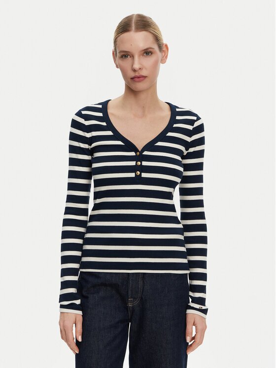 Tommy Hilfiger Bluză Henley WW0WW43905 Slim Fit