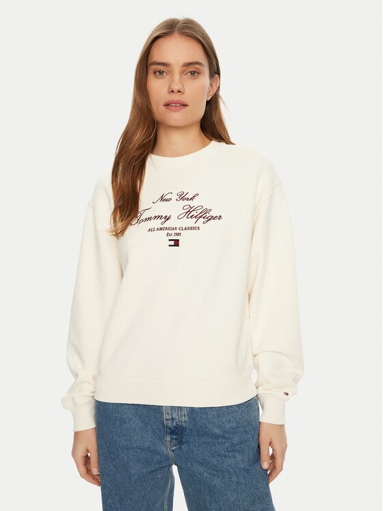 Tommy Hilfiger Bluză Modern Script WW0WW43844 Écru Regular Fit