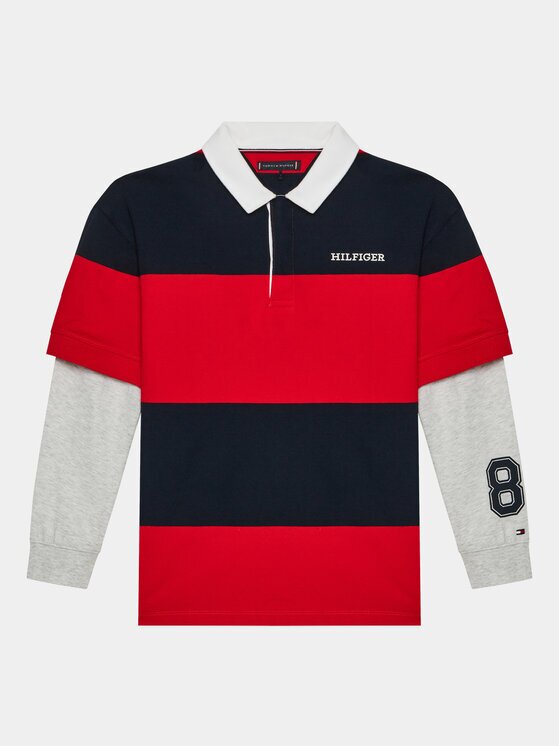 Tommy Hilfiger Bluză Rugby Stripe Polo L/S KB0KB08736 Regular Fit