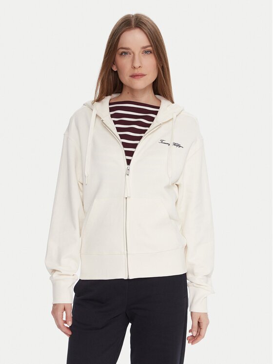 Tommy Hilfiger Bluză Script WW0WW45742 Écru Regular Fit