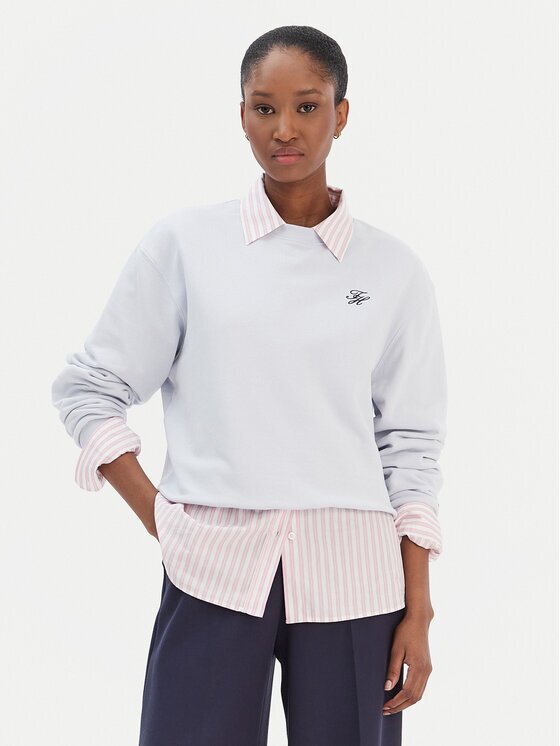 Tommy Hilfiger Bluză Script WW0WW49418 Albastru celest Regular Fit