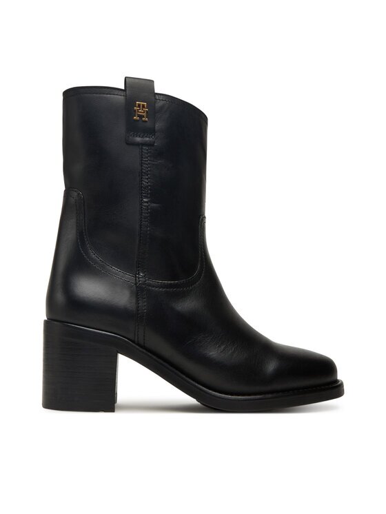 Tommy Hilfiger Botine Riding Lthr Mid Boot Block Heel FW0FW08776