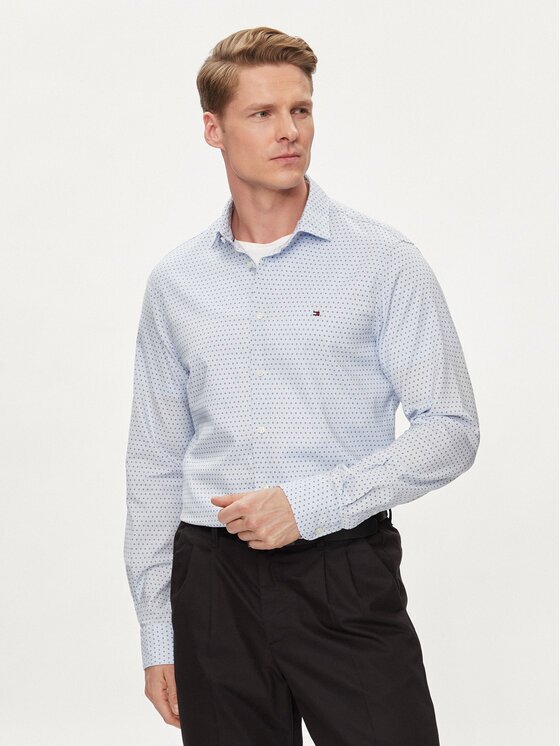 Tommy Hilfiger Cămașă Circle MW0MW34649 Albastru celest Slim Fit