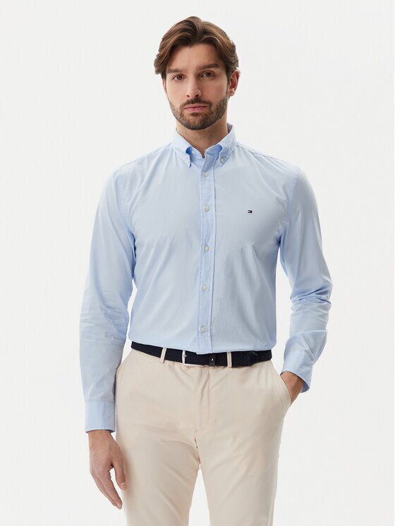 Tommy Hilfiger Cămașă Core Flex MW0MW39988 Albastru celest Regular Fit