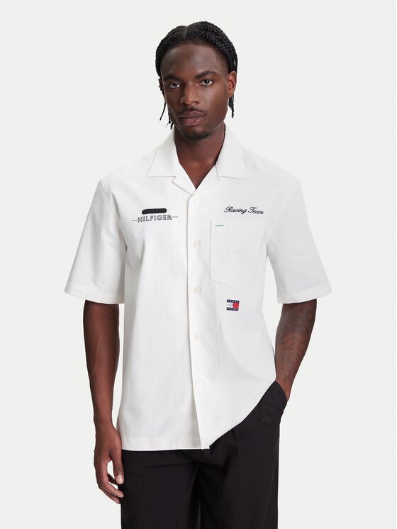 Tommy Hilfiger Cămașă F1 Movie Mechanics MW0MW41476 Écru Boxy Fit