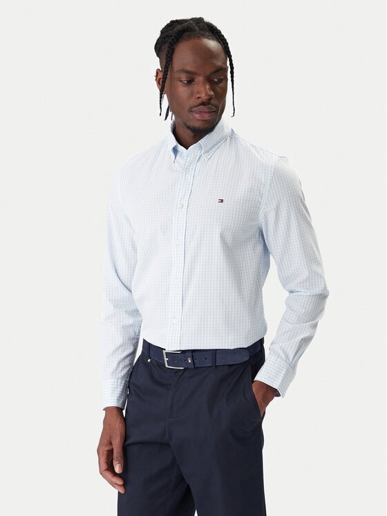 Tommy Hilfiger Cămașă Gingham MW0MW41713 Albastru celest Regular Fit
