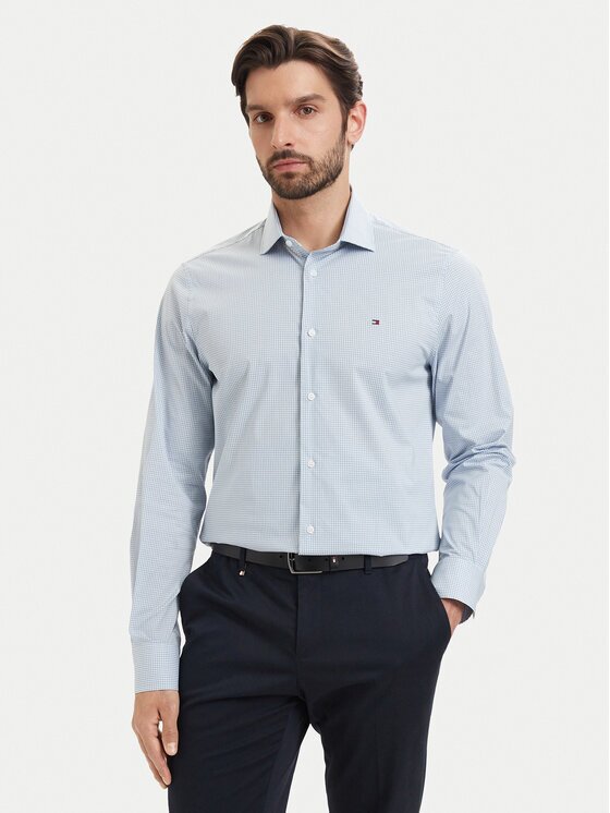 Tommy Hilfiger Cămașă Gingham MW0MW42931 Albastru deschis Slim Fit