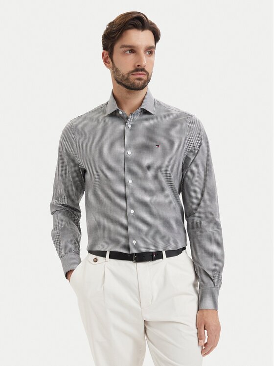 Tommy Hilfiger Cămașă Gingham MW0MW42931 Negru Slim Fit