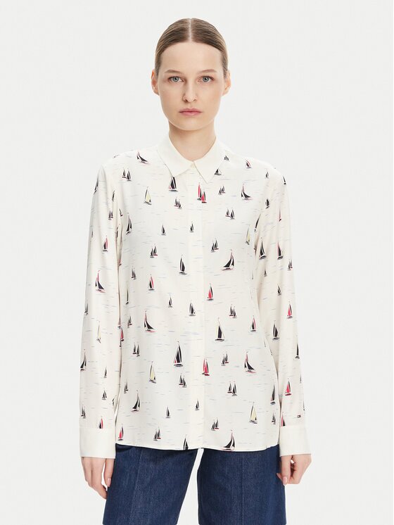 Tommy Hilfiger Cămașă WW0WW44036 Écru Relaxed Fit