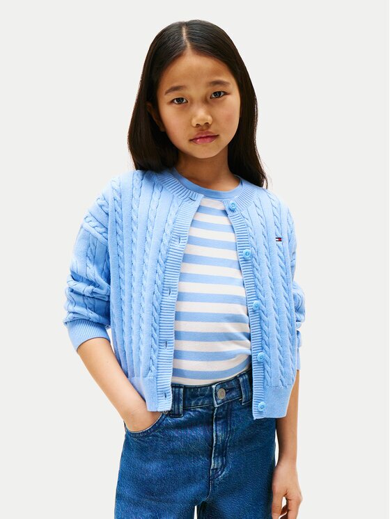 Tommy Hilfiger Cardigan KG0KG08546 Albastru celest Regular Fit
