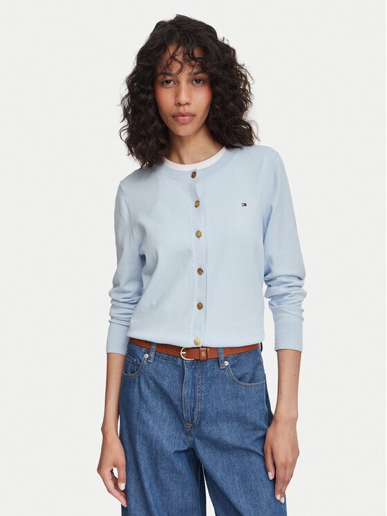 Tommy Hilfiger Cardigan WW0WW42370 Albastru celest Regular Fit
