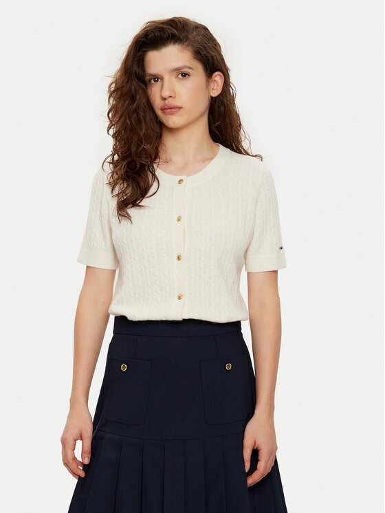 Tommy Hilfiger Cardigan WW0WW43958 Écru Regular Fit