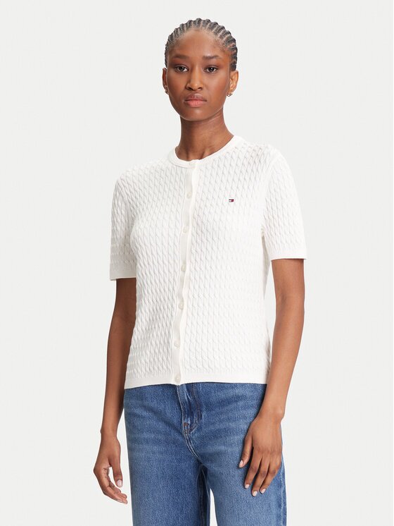 Tommy Hilfiger Cardigan WW0WW45707 Écru Slim Fit