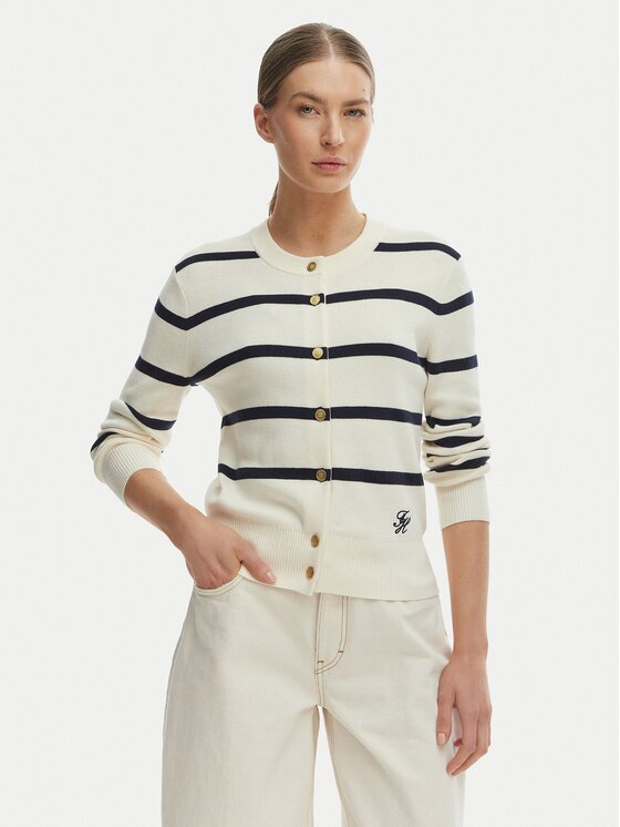 Tommy Hilfiger Cardigan WW0WW49617 Écru Regular Fit