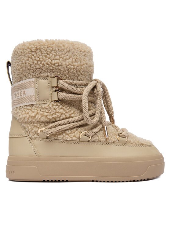 Tommy Hilfiger Cizme de zăpadă Faux Shearling Snowboot FW0FW08788 Écru