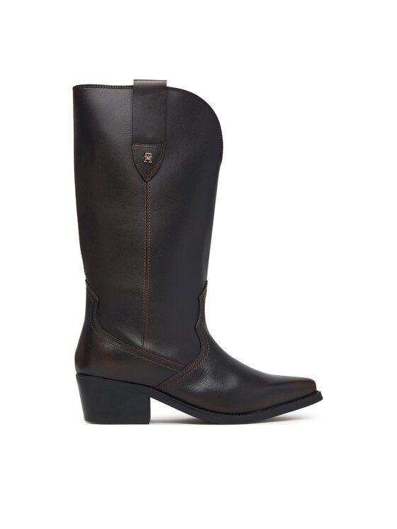 Tommy Hilfiger Cizme Leather Mid Calf Western Boot FW0FW09798
