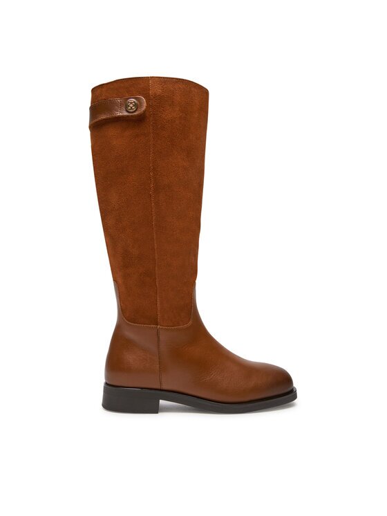 Tommy Hilfiger Cizme lungi riding Th Stud Leather Mix Long Boot FW0FW08341