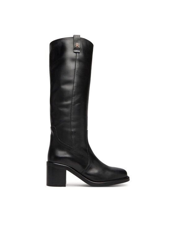 Tommy Hilfiger Cizme Riding Lthr Long Boot Block Heel FW0FW08777