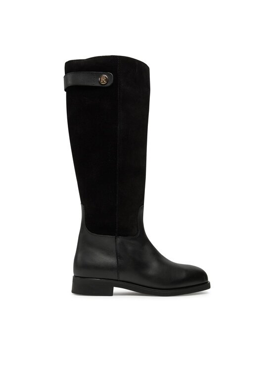 Tommy Hilfiger Cizme Th Stud Leather Mix Long Boot FW0FW08341