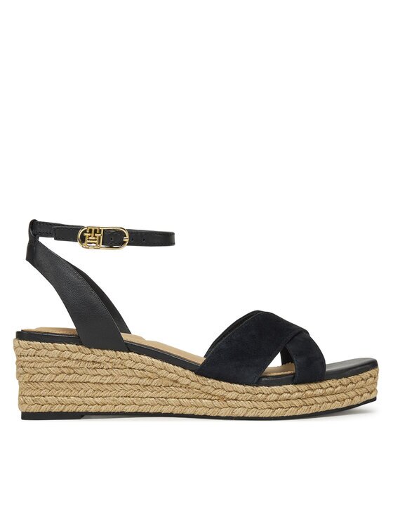 Tommy Hilfiger Espadrile Leather & Suede Mid Wedge Espad FW0FW08804