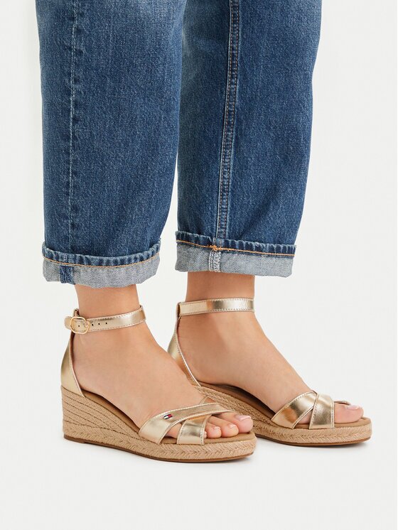 Tommy Hilfiger Espadrile Metalic Crossover Strap FW0FW09333