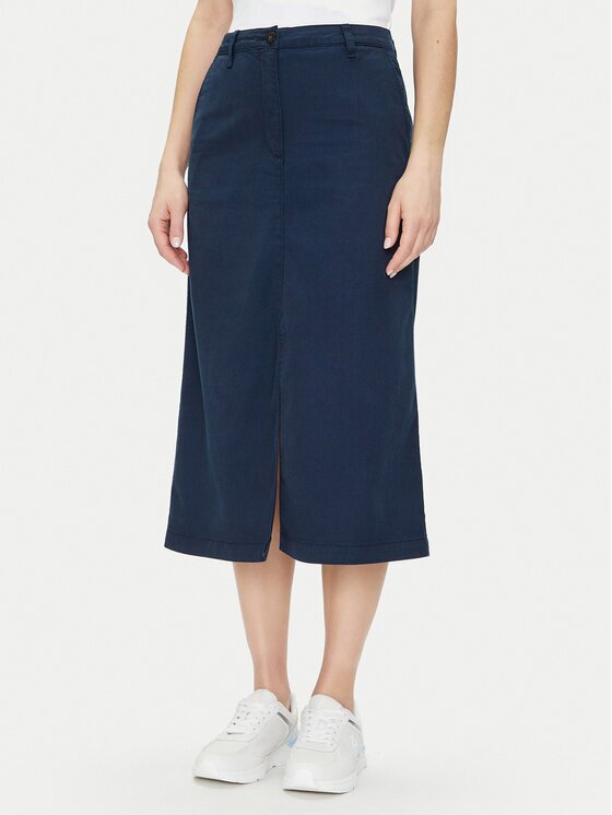 Tommy Hilfiger Fustă midi Co Blend Midi Skirt WW0WW44726 Regular Fit
