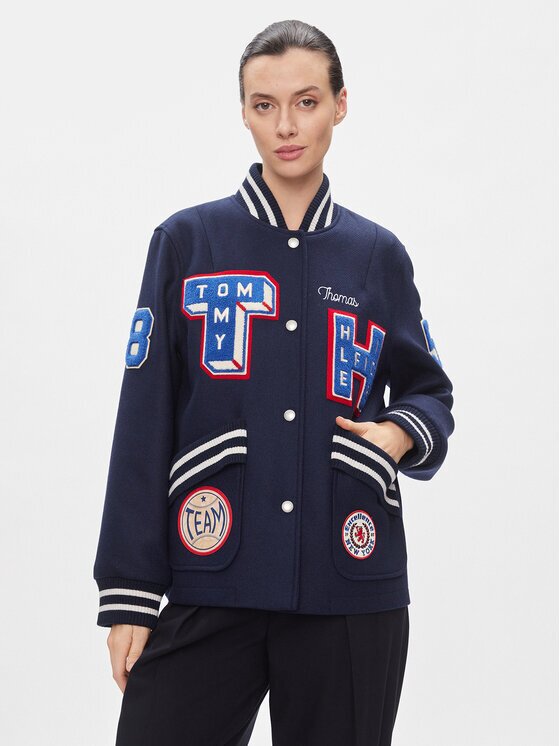 Tommy Hilfiger Geacă bomber Collegiate Wool Blend Varsity WW0WW40479 Regular Fit