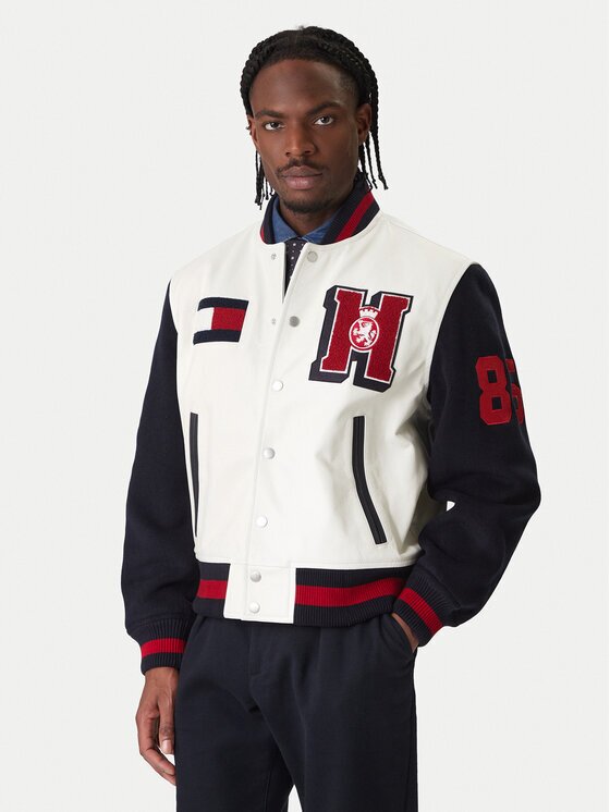 Tommy Hilfiger Geacă bomber Varsity MW0MW41866 Écru Regular Fit