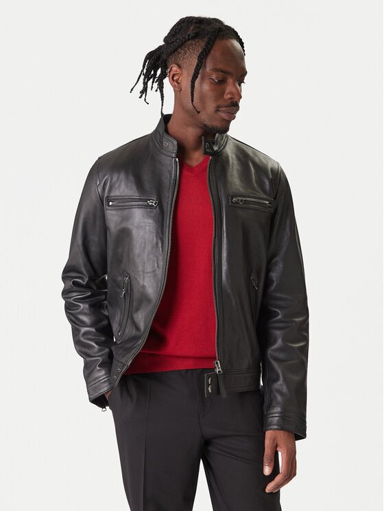 Tommy Hilfiger Geacă de piele Racer MW0MW41961 Regular Fit