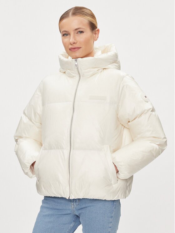 Tommy Hilfiger Geacă din puf New York Gloss WW0WW40836 Écru Relaxed Fit