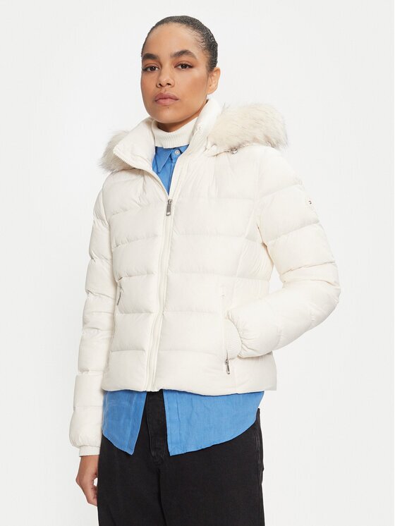 Tommy Hilfiger Geacă din puf WW0WW43520 Écru Regular Fit
