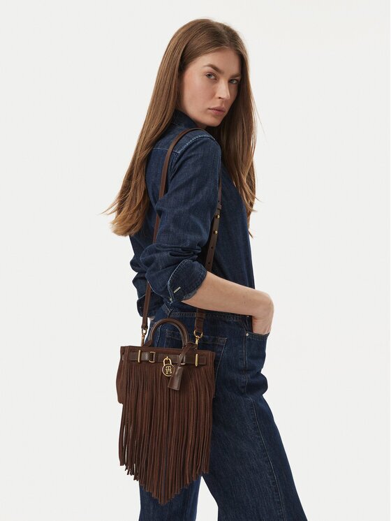 Tommy Hilfiger Geantă American Icon Micro Tote Fringes AW0AW19217