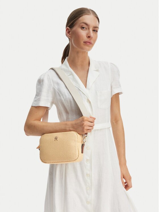 Tommy Hilfiger Geantă Popette Camera Bag Raffia AW0AW18525