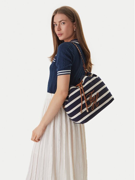 Tommy Hilfiger Geantă Th Elev Summer Bucket Stripe AW0AW18401