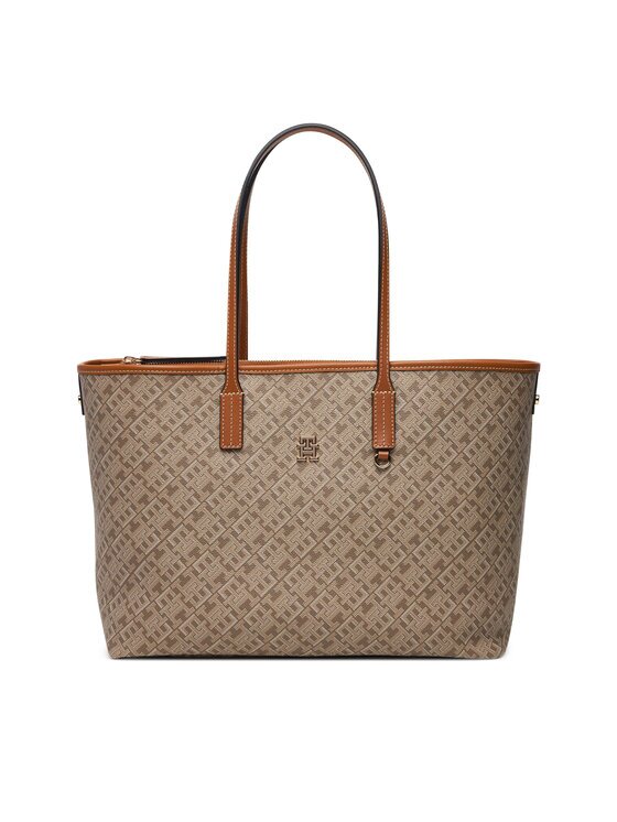 Tommy Hilfiger Geantă Th Monoplay Leather Tote AW0AW17416