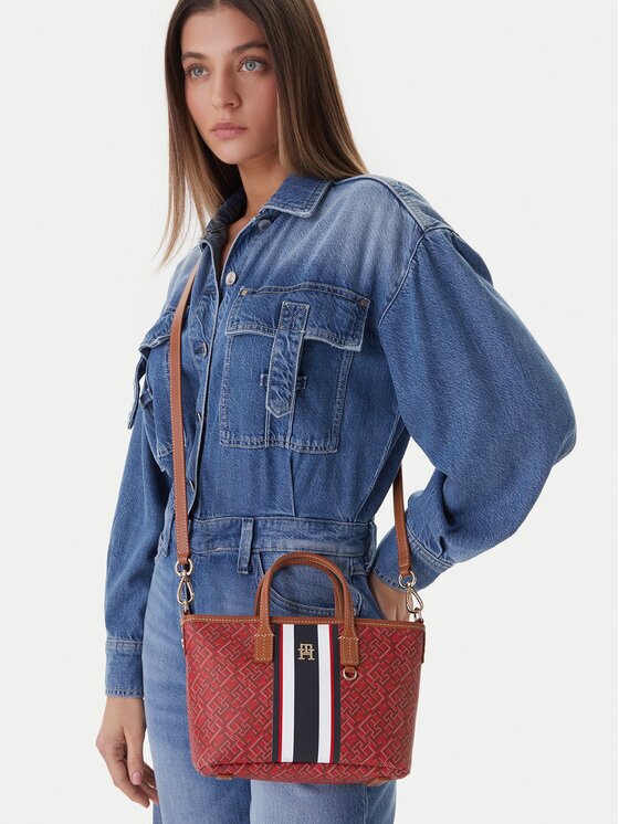 Tommy Hilfiger Geantă Th Monoplay Mini Tote Stripe Le AW0AW18389