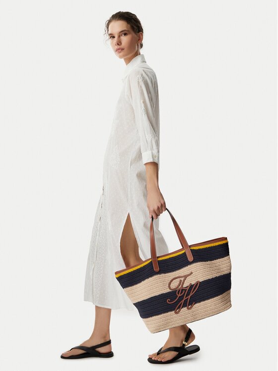 Tommy Hilfiger Geantă Th Nautical Tote Crochet Str AW0AW18816