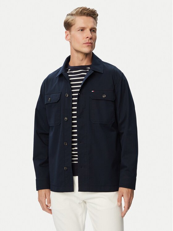 Tommy Hilfiger Jachetă cămașă Blend MW0MW43471 Bleumarin Regular Fit